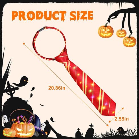 LED Cosplay Tie for Magic School, Halloween Costume Accessories Light Up Necktie for Pretend Play, Kids Teens Gift in Saudi Arabia