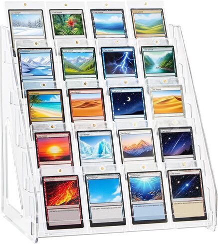 4 Tier Acrylic Trading Card Display Stand, 12" Riser Display Shelf for Magnetic Holders, Toploaders, PSA Graded Cards, TCG Sports Card Collection (1 PACK) in Saudi Arabia