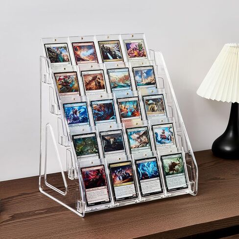 4 Tier Acrylic Trading Card Display Stand, 12" Riser Display Shelf for Magnetic Holders, Toploaders, PSA Graded Cards, TCG Sports Card Collection (1 PACK) in Saudi Arabia