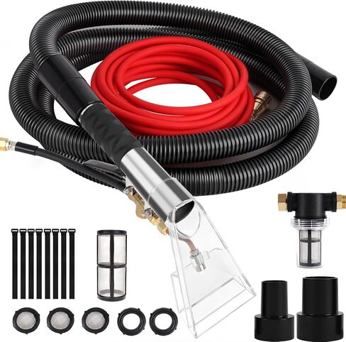Upgraded Extractor Hose Kit for Shop Vac,Add Hard Bristle Brush,Equipped with 10FT Hoses and 25 FT Water Pipes,Converts the Vacuum Cleaner into a Carpet Cleaning Machine,Cleaning Home,2-Year Warranty in Saudi Arabia