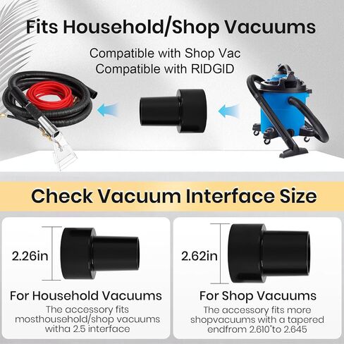 Upgraded Extractor Hose Kit for Shop Vac,Add Hard Bristle Brush,Equipped with 10FT Hoses and 25 FT Water Pipes,Converts the Vacuum Cleaner into a Carpet Cleaning Machine,Cleaning Home,2-Year Warranty in Saudi Arabia