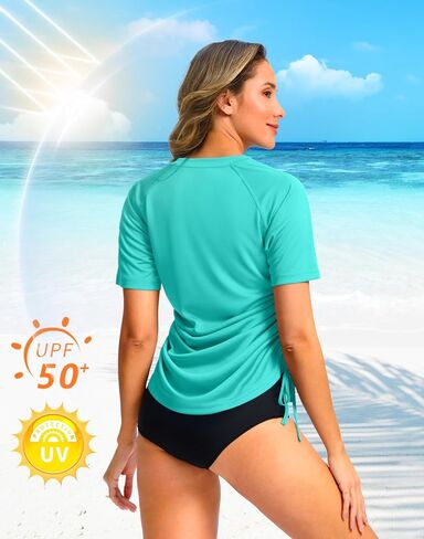 Soothfeel Women's Swim Shirt UPF 50+ Short Sleeve Rash Guard SPF UV Sun Protection Swimming Swimsuit Bathing Suit Top Only in Saudi Arabia