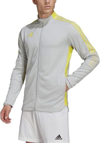 adidas Mens Tiro 21 Track Jacket, Team Light Grey, Bright Yellow in Saudi Arabia