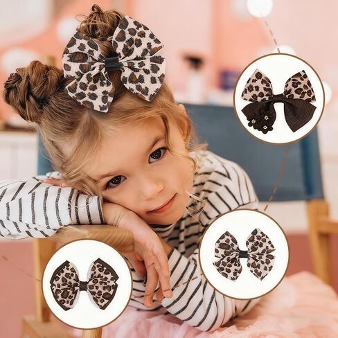 Baby girls leopard hair bow Clips Pin,leopard print bow hairpin for women(FD62) (1) in Kuwait