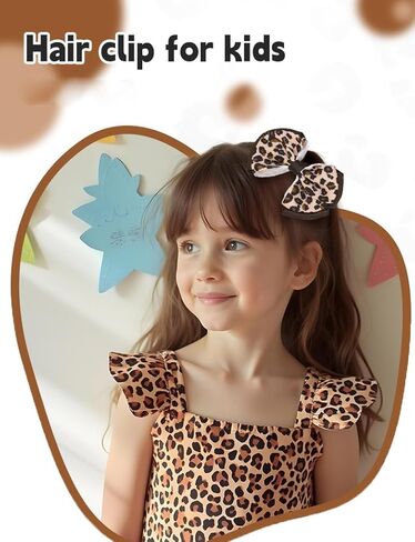 Baby girls leopard hair bow Clips Pin,leopard print bow hairpin for women(FD62) (1) in Kuwait