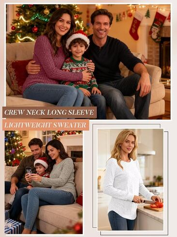 Bliwov Womens Long Sleeve Shirts Fall Tunic Top CrewNeck Dressy Casual Outfits Loose Pullover Sweaters Blouse Fashion Clothes in Kuwait