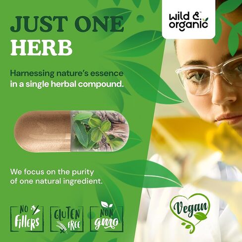 Wild & Organic Arjuna Bark Capsules - Overall Support - Arjuna Powder Supplement - 120 Herbal Capsules - 4-Month Supply - Terminalia Bark & Leaf Extract - Vegan, No Fillers, Non-GMO in Saudi Arabia