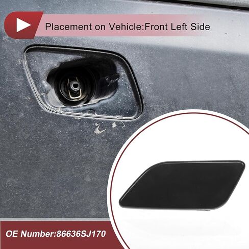غلاف فوهة غسالة المصباح الأيسر الأمامي من المصباح رقم 866636SJ170 غلاف فوهة القطع المصد لـ Subaru Forester 2022-2024 Black Plastic 1 PC in Saudi Arabia