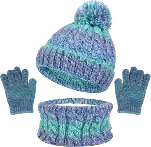 Kunyeah Toddler Beanie Hat Scarf Gloves Set Kids Knitted Mitten Fleece Lined Cap Neck Warmer for Boy Girl 3-10 Years in Saudi Arabia