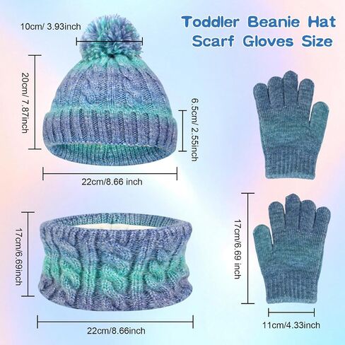 Kunyeah Toddler Beanie Hat Scarf Gloves Set Kids Knitted Mitten Fleece Lined Cap Neck Warmer for Boy Girl 3-10 Years in Saudi Arabia