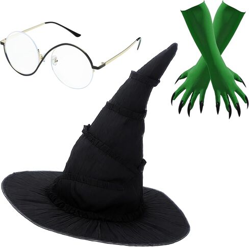 Witch Costume Accessories, Witch Hat & Wig & Glasses & Gloves, Dress Up for Women Fan Role-playing Party in Saudi Arabia