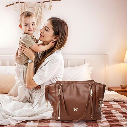 miss fong Diaper Bag Tote Diaper Bags Convertible Mommy Bag Hospital Bag | 12 Pockets Pañaleras Para Bebe with Changing Pad Large Capacity Diaper Tote Stroller Straps & Insulated Pockets for Mom & Dad in Saudi Arabia