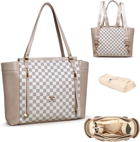 miss fong Diaper Bag Tote Diaper Bags Convertible Mommy Bag Hospital Bag | 12 Pockets Pañaleras Para Bebe with Changing Pad Large Capacity Diaper Tote Stroller Straps & Insulated Pockets for Mom & Dad in Kuwait