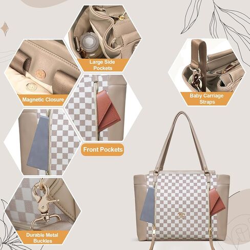 miss fong Diaper Bag Tote Diaper Bags Convertible Mommy Bag Hospital Bag | 12 Pockets Pañaleras Para Bebe with Changing Pad Large Capacity Diaper Tote Stroller Straps & Insulated Pockets for Mom & Dad in Kuwait