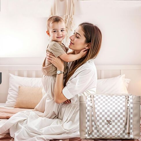 miss fong Diaper Bag Tote Diaper Bags Convertible Mommy Bag Hospital Bag | 12 Pockets Pañaleras Para Bebe with Changing Pad Large Capacity Diaper Tote Stroller Straps & Insulated Pockets for Mom & Dad in Kuwait