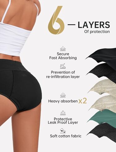 فترة القطن للسيدات ملابس داخلية مقاومة للامتصاص العالي 3 حزمة عادية وحجم زائد in Kuwait