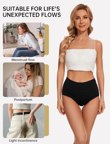 فترة القطن للسيدات ملابس داخلية مقاومة للامتصاص العالي 3 حزمة عادية وحجم زائد in Kuwait