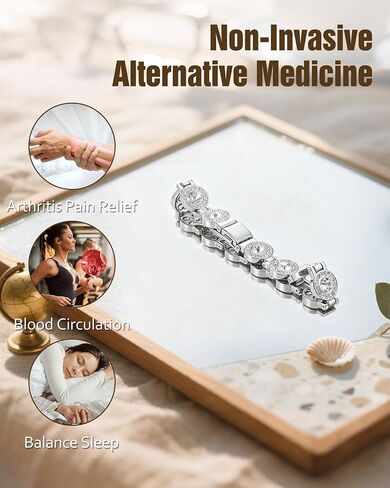 سوار النحاس المغناطيسي Jecanori 4x للنساء - 3800 غاوس مغناطيسات - طول قابل للتعديل ، كريستال روز الذهب in Kuwait