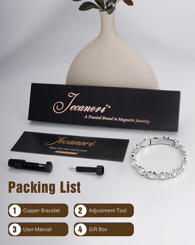 سوار النحاس المغناطيسي Jecanori 4x للنساء - 3800 غاوس مغناطيسات - طول قابل للتعديل ، كريستال روز الذهب in Kuwait