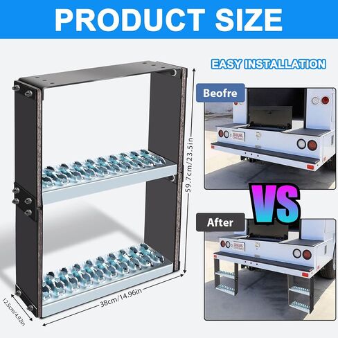Universal Flexible Rubber Truck Step, Rubber Steps for Trucks to Mitigate Off-Road Impact, Hot Dipped Galvanized Steel Semi Trailer Cable Step, Commercial Truck Accessories with 14" Wide x 10" Tall in Kuwait
