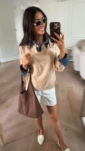 سقوط النساء ذات الأكمام الطويلة ذات الأكمام الطويلة 2 في 1 دنيم لوحة السترة السترة الخامس in Kuwait