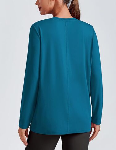 PINSPARK Workout Tops for Women Long Sleeve Yoga Shirts Crew Neck Athletic Top Loose Fit for Running Gym Hiking in Saudi Arabia