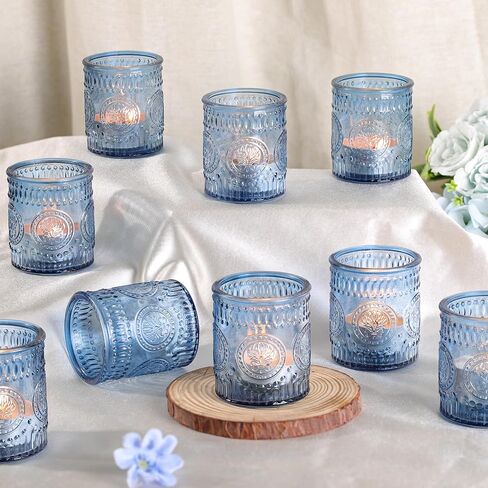 36 Pcs Blue Votive Candle Holders, Glass Tea Light Candle Holders for Wedding Centerpiece, Table Centerpiece, Home and Party Decorations in Saudi Arabia