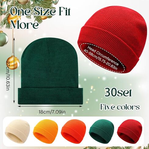 30 Set Kids Winter Beanie and Gloves Bulk Warm Knit Hat Gloves Pack Unisex Cold Weather Hat Cap for Boys Girls Homeless Shelters Supplies Bulk in Kuwait