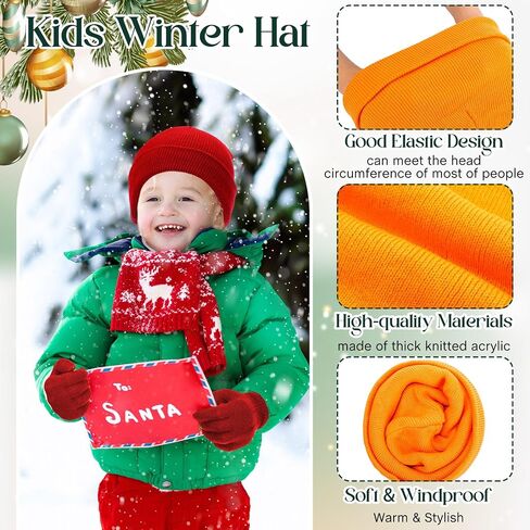 30 Set Kids Winter Beanie and Gloves Bulk Warm Knit Hat Gloves Pack Unisex Cold Weather Hat Cap for Boys Girls Homeless Shelters Supplies Bulk in Kuwait