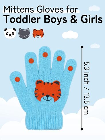Cooraby 6 Pairs Kids Warm Magic Gloves Winter Stretchy Knit Gloves for Boys Girls in Saudi Arabia