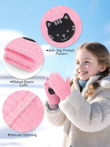 Cooraby 6 Pairs Kids Warm Magic Gloves Winter Stretchy Knit Gloves for Boys Girls in Saudi Arabia