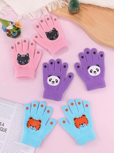 Cooraby 6 Pairs Kids Warm Magic Gloves Winter Stretchy Knit Gloves for Boys Girls in Saudi Arabia