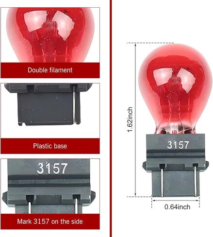 10 PCS 3157 لمبة السيارة ، ضوء الفرامل 12V هالوجين ، ضوء الذيل ، الضوء العكسي ، بديل لمبة الإشارة ، ملاءمة عالمية لمعظم السيارات (بيضاء) in Saudi Arabia