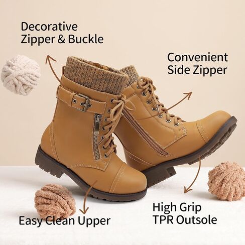 DREAM PAIRS Girl's Mid Calf Combat Boots in Kuwait