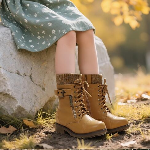 DREAM PAIRS Girl's Mid Calf Combat Boots in Kuwait