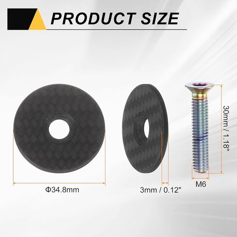 Harfington 34.8mm دراجة سماعة رأس الجذعية العلوية غطاء سماعات رأس ألياف الكربون لركوب سماعات الرأس مع الترباس من التيتانيوم الذهبي للدراجة الجبلية دراجة الطريق MTB in Kuwait