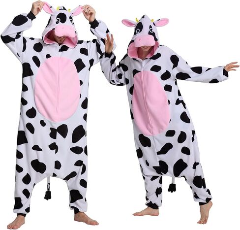 Unisex Adult Onesie Pajamas Animal Cosplay Halloween Costume One Piece Plush Sleepwear Homewear in Saudi Arabia