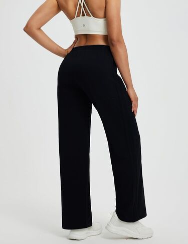 beleaf Women's Fleece Lined Track Pants Wide Leg Pants with Zipper Pockets Loose Fit Sweatpants Drawstring Travel Casual Work in Saudi Arabia
