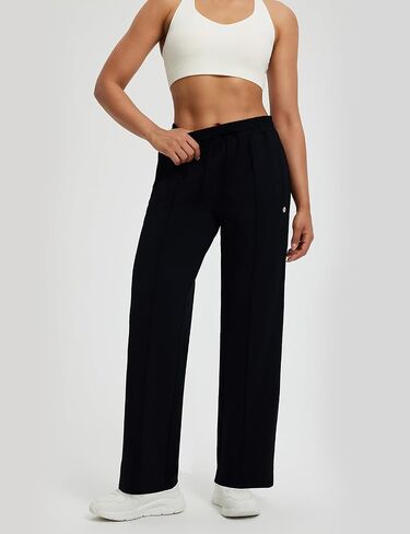 beleaf Women's Fleece Lined Track Pants Wide Leg Pants with Zipper Pockets Loose Fit Sweatpants Drawstring Travel Casual Work in Saudi Arabia