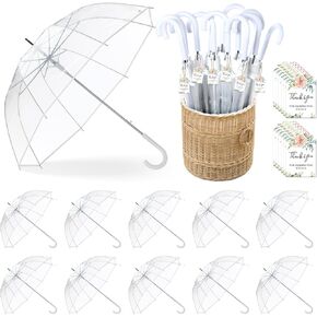24 Pcs Clear Bubble Umbrellas Bulk 52 Inch Large Windproof Transparent Wedding Umbrellas with j Hook Handle for Wedding Bridal Parties Graduation Outdoor Events in Kuwait