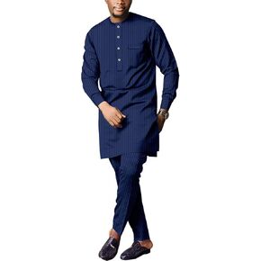 ملابس رسمية أفريقية للرجال، قميص وبنطلون Dashiki، بدلة مكونة من قطعتين، ملابس تقليدية بأكمام طويلة in Kuwait