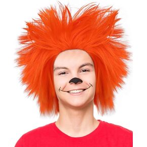 ANOGOL Hair Cap+ Red Crazy Wig for Kids, Unique Spiky And Funny Wig, Crazy Hair Wig, Funky Fuzzy Wig, Pelucas Para Payasos, Short Red Wig For Anime Cosplay Wig Halloween Costume Party Wig in Saudi Arabia