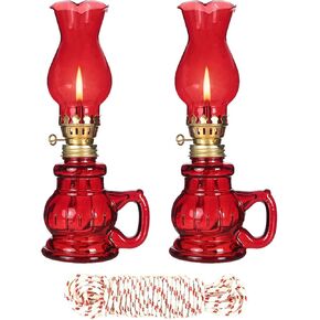 4PCS Chamber Oil Lamp Glass Kerosene Oil Lamps with 13.12ft Wick, Vintage Oil Lamps for Indoor, Home Lighting Hurricane Lamp Clear Kerosene Lamp Lantern, Oil Lantern for Tabletop Decor in Kuwait
