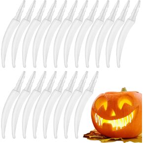 32Pcs Halloween Pumpkin Teeth Decorations, Plastic Fake Teeth Pumpkin Fang Decorating Kit, Horror Theme Party Decorations Carving Accessories for Home Party Decor DIY Activities in Saudi Arabia