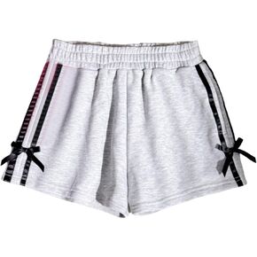 Girl's Elastic High Waisted Casual Shorts Letter Patched Wide Leg Summer Sweat Shorts in Saudi Arabia
