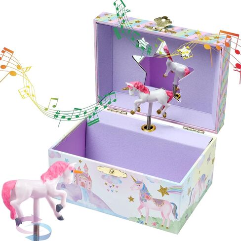 Jewelkeeper Girl's Musical Jewelry Storage Box with Spinning Unicorn, Glitter Rainbow and Stars Design, The Beautiful Dreamer Tune in Saudi Arabia