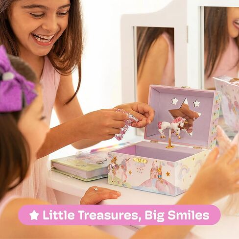 Jewelkeeper Girl's Musical Jewelry Storage Box with Spinning Unicorn, Glitter Rainbow and Stars Design, The Beautiful Dreamer Tune in Saudi Arabia