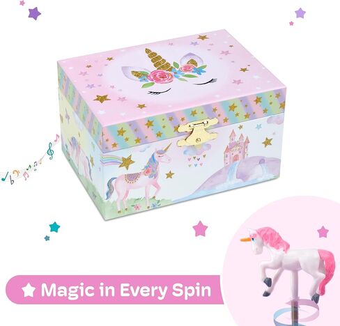 Jewelkeeper Girl's Musical Jewelry Storage Box with Spinning Unicorn, Glitter Rainbow and Stars Design, The Beautiful Dreamer Tune in Saudi Arabia