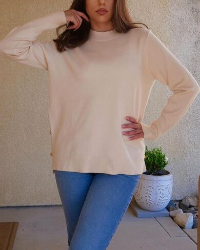 Zeagoo Women's Sweaters Loose Knit Side Button 2025 Fall Fashion Trendy Casual Pullover Tops Clothes in Saudi Arabia