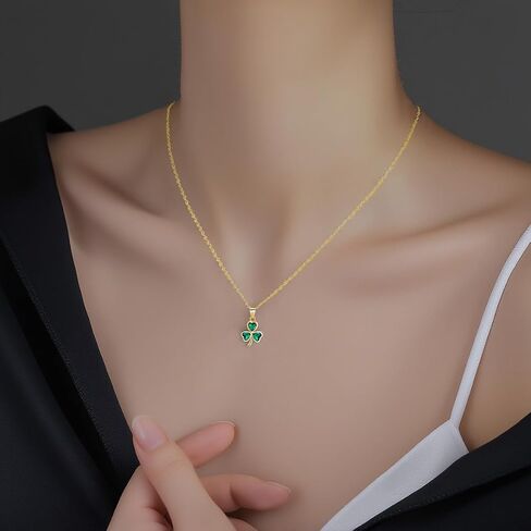 SLUYNZ 925 Sterling Silver Green Shamrock Choker Necklace for Women Teens Clover Pandant Necklace Chain in Saudi Arabia